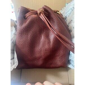 Portland leather small bucket bag in NUTMEG